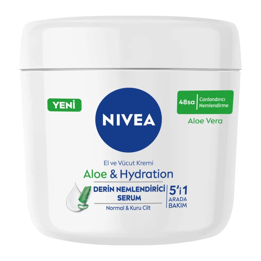 کرم دست و بدن نیوآ Nivea مدل Aloe And Hydration حاوی عصاره آلوئه ورا حجم 400 میل