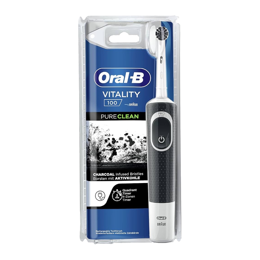 مسواک برقی اورال بی Oral-B مدل Vitality 100 Charcoal حاوی ذغال فعال بسته 1 عددی