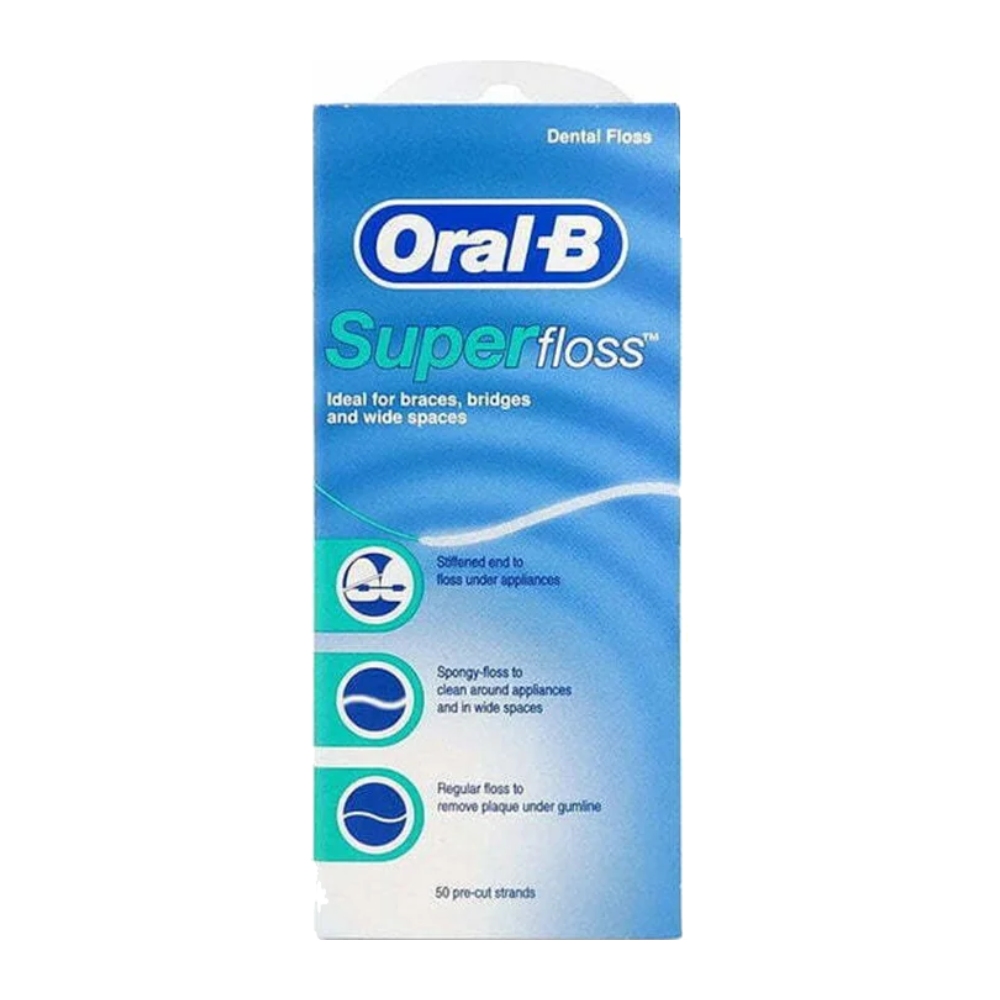 نخ دندان اورال بی Oral B مدل Super Floss مناسب دندان های ارتودنسی شده بسته 50 عددی