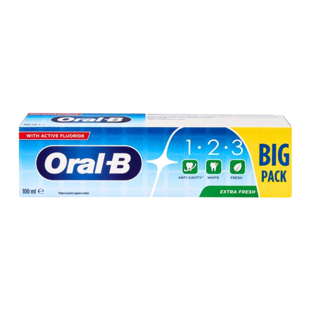 خمیر دندان اورال بی Oral-B سری 1.2.3 مدل Extra Fresh حجم 100 میل