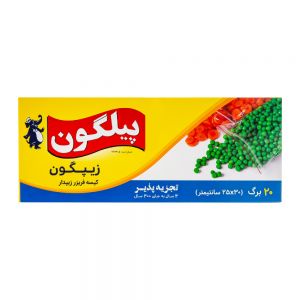 کیسه فریزر زیپدار پیلگون Pilgon سایز 25x30 مدل زیپگون بسته 20 عددی