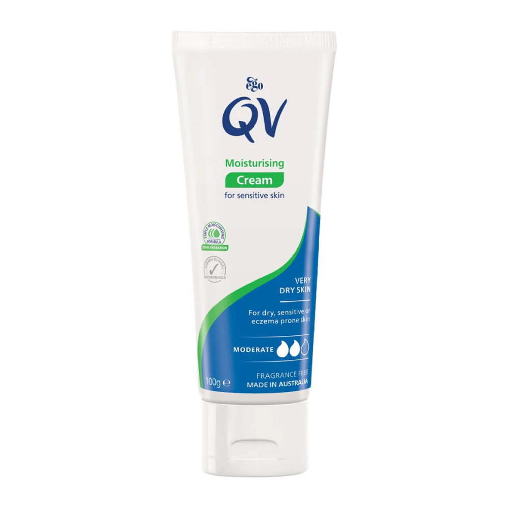 کرم آبرسان پوست QV مدل Moisturizing Cream مناسب پوست حساس حجم 100 میل