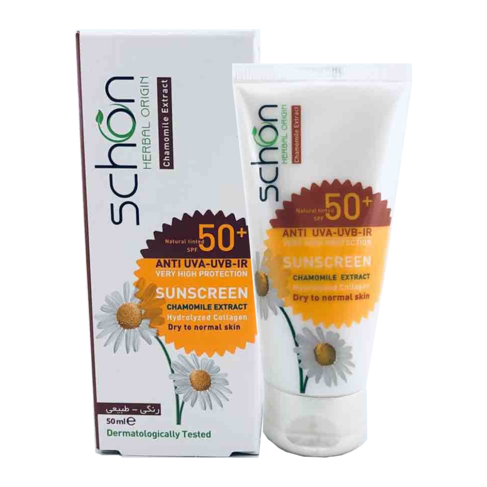 کرم ضد آفتاب رنگی شون Schon مدل Chamomile Extract حاوی SPF 50 حجم 50 میل