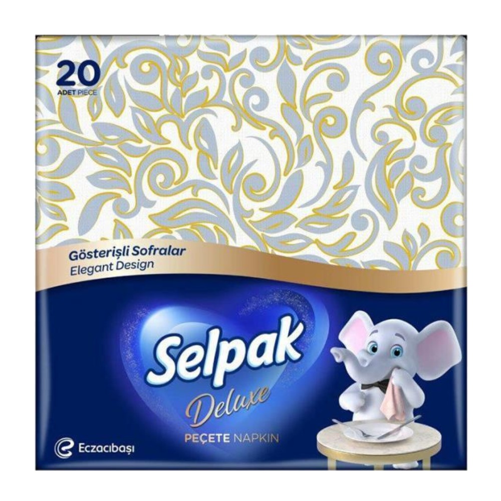 دستمال کاغذی طرح دار سلپاک Selpak مدل Deluxe Extra Pecete بسته 20 عددی