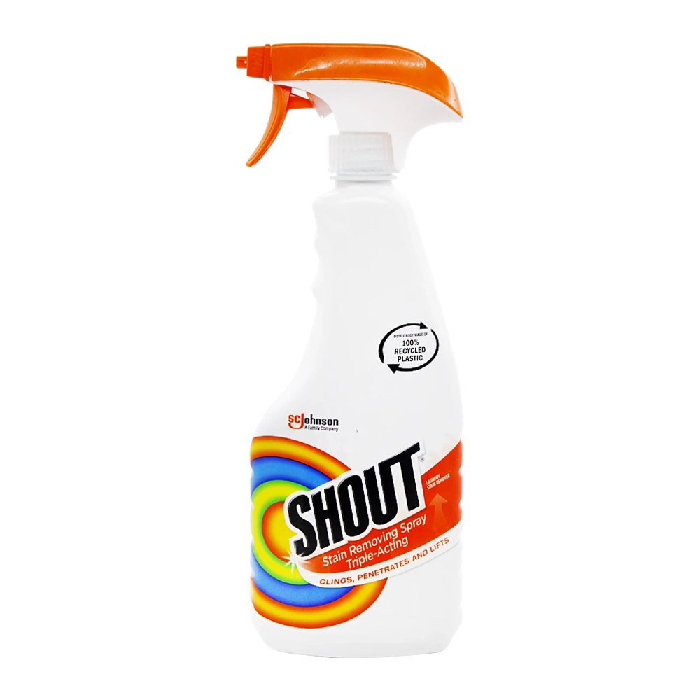 اسپری لکه بر لباس و پارچه Shout مدل Stain Remover مناسب پارچه های نخی و رنگی حجم 500 میل