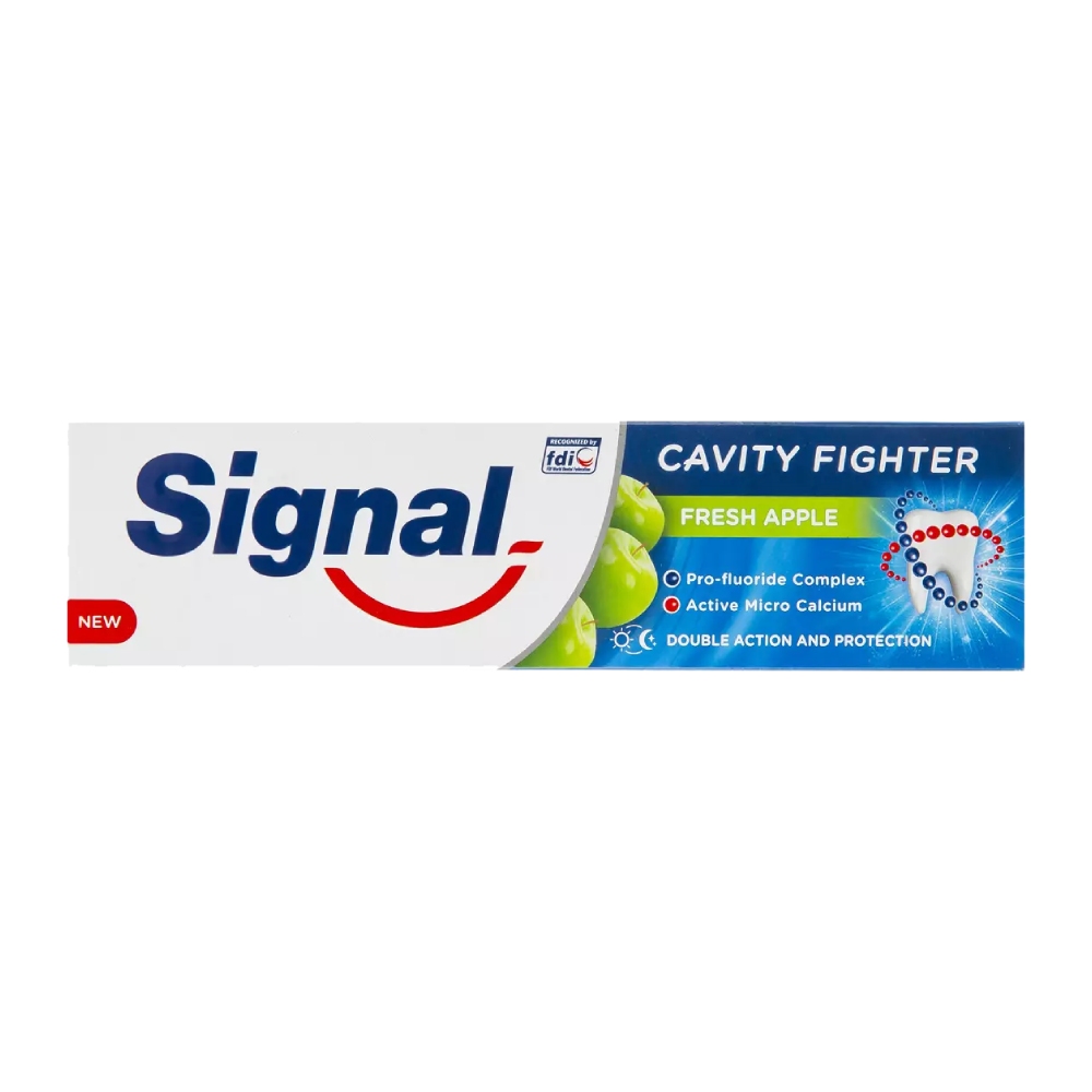 خمیر دندان ضد پوسیدگی سیگنال Signal مدل Cavity Fighter حاوی عصاره سیب حجم 100 میل