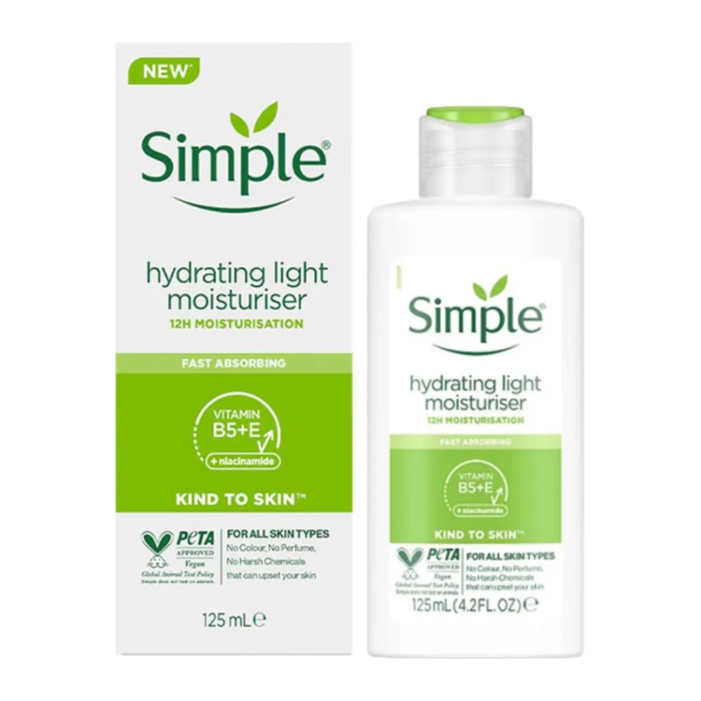 کرم آبرسان و مرطوب کننده صورت سیمپل Simple مدل Hydrating Light حجم 125 میل