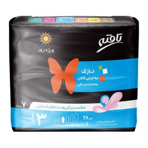 نوار بهداشتی بالدار نازک تافته Tafteh مدل Sensitive ویژه روز بسته 7 عددی