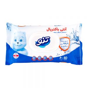 دستمال مرطوب معطر تنو Teno آنتی باکتریال بسته 60 عددی